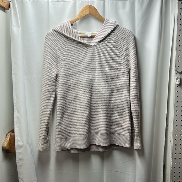 J. Jill Sweaters - J Jill Purple White Stripe Knit Hooded Sweater- S